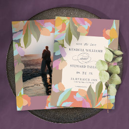 Reserva La Fecha Elegancia Floral Cálida y Colorida para Boda Boho