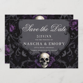 Reserva La Fecha Elegancia Gótica Purple Boho Skull Salvar La Fecha