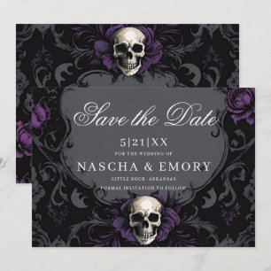 Reserva La Fecha Elegancia Gótica Purple Boho Skull Salvar La Fecha