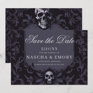 Reserva La Fecha Elegancia Gótica Purple Boho Skull Salvar La Fecha