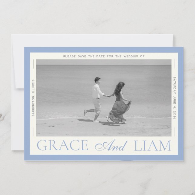 Reserva La Fecha Elegancia Moderna de Frontera Foto Guardar la Fech (Anverso)