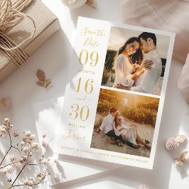 Reserva La Fecha Elegancia Moderna Foto de Boda en Oro