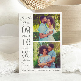Reserva La Fecha Elegancia Moderna Foto de Boda Gris Carbón