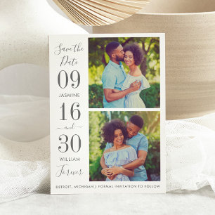 Reserva La Fecha Elegancia Moderna Foto de Boda Gris Carbón