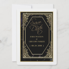 Reserva La Fecha Elegancia pura en negro y oro,