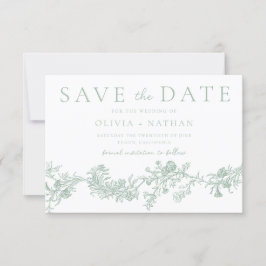 Reserva La Fecha Elegancia vintage: Boda floral sabio clásico