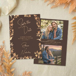 Reserva La Fecha Elegant Autumn Copper Wildflowers Script 2 Photo