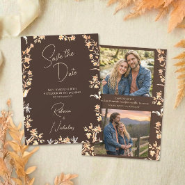 Reserva La Fecha Elegant Autumn Copper Wildflowers Script 2 Photo