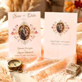 Reserva La Fecha Elegant Autumn Leaves Vintage Watercolor 2 Photo