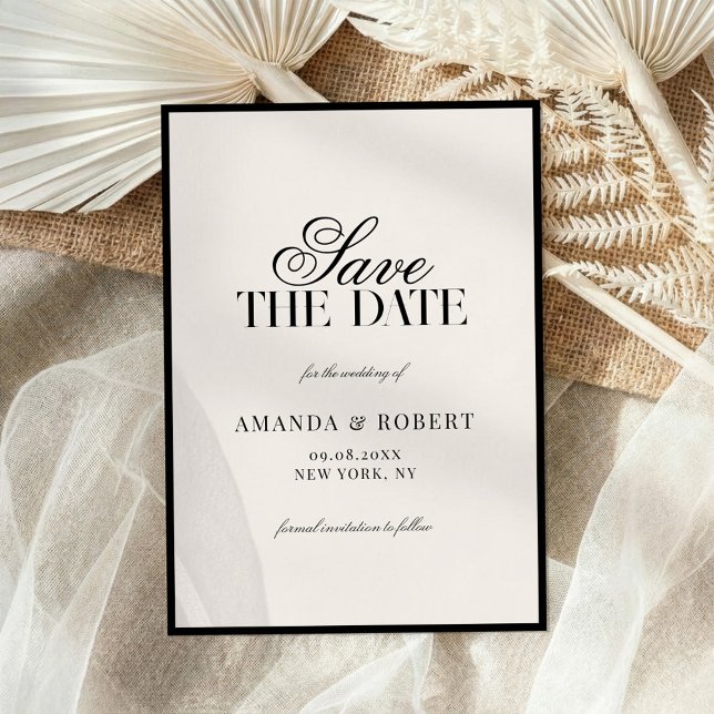 Reserva La Fecha Elegant Black and Ivory Old Money Wedding (Subido por el creador)