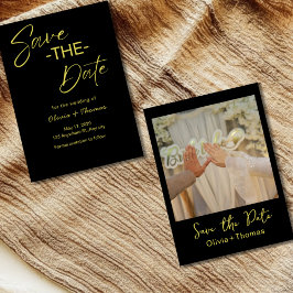 Reserva La Fecha Elegant Black & Gold Script Save the Date Card