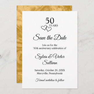 Reserva La Fecha Elegant Black & White 50th Wedding Anniversary