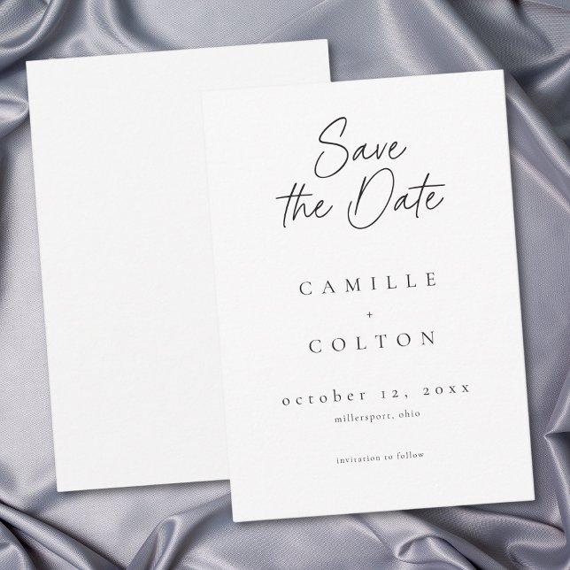 Reserva La Fecha Elegant Black White Minimalist Wedding (Elegant Black White Minimalist Wedding Save The Date)