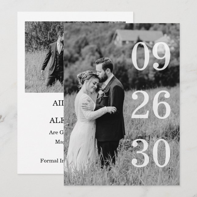 Reserva La Fecha Elegant Black & White Save The Date Photo (Anverso / Reverso)