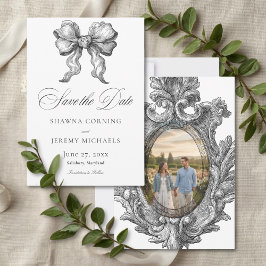 Reserva La Fecha Elegant Black White Toile French Manor Photo