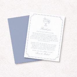 Reserva La Fecha Elegant Blue Double Frame Wedding Thank You Card