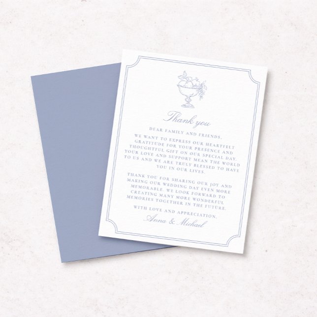 Reserva La Fecha Elegant Blue Double Frame Wedding Thank You Card (Subido por el creador)