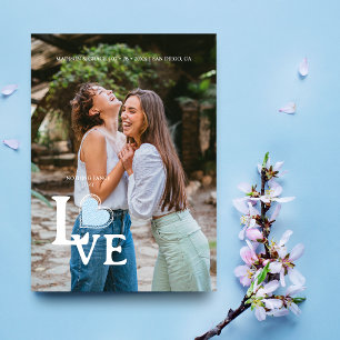 Reserva La Fecha Elegant Blue Heart Photo Fancy Love Wedding