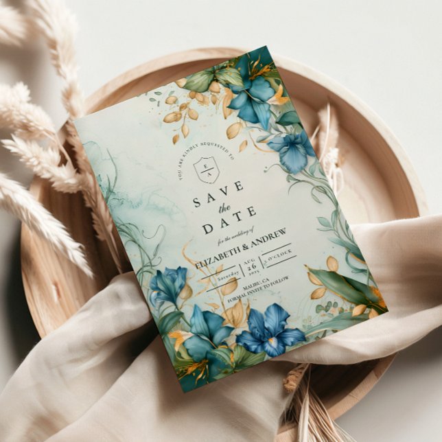 Reserva La Fecha Elegant Blue Lily Botanical Wedding (Subido por el creador)