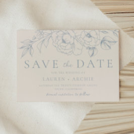 Reserva La Fecha Elegant Blue Vintage Floral Wedding