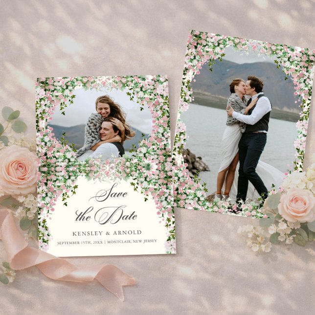 Reserva La Fecha Elegant Blush Garden Photo Save The Date  (Subido por el creador)