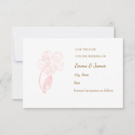 Reserva La Fecha ​Elegant Blush Pink Floral Line Art Save the Date 