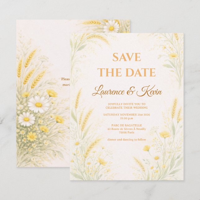 Reserva La Fecha Elegant Botanical Wedding Save the date (Anverso / Reverso)