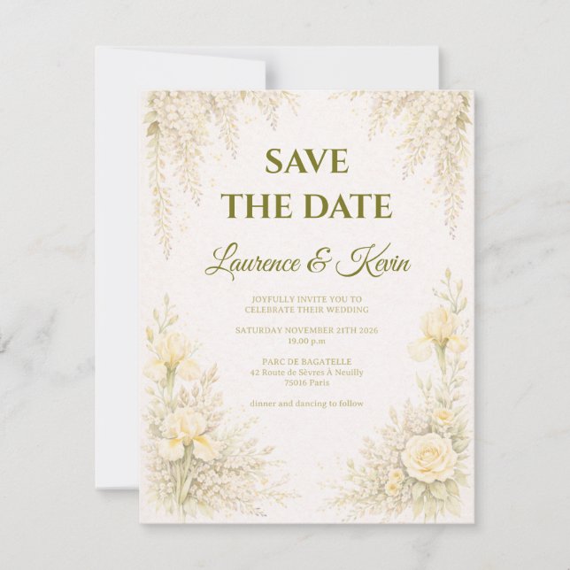 Reserva La Fecha Elegant Botanical Wedding Save the date (Anverso)