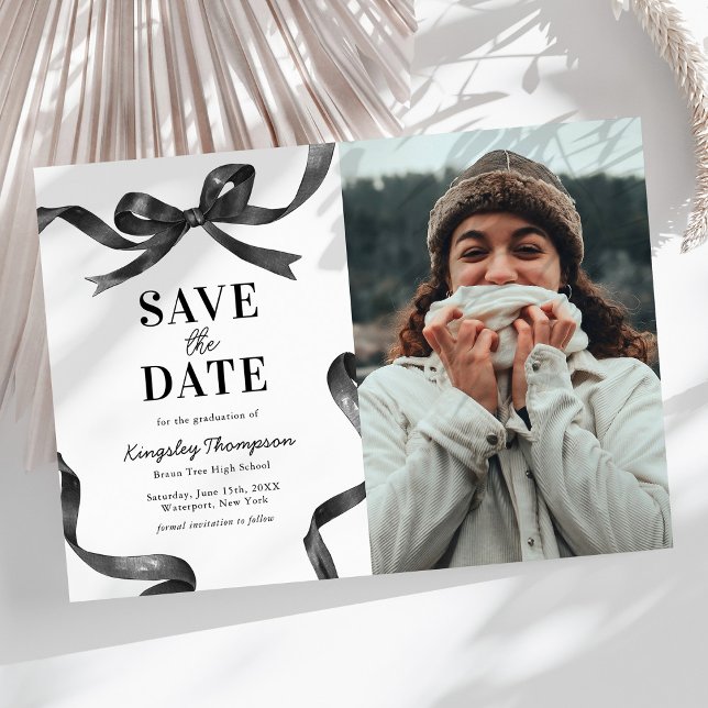 Reserva La Fecha Elegant Bow Graduation Save the Date Announcement (Subido por el creador)