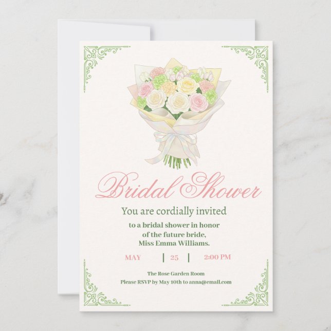 Reserva La Fecha Elegant Bridal Shower Invitation with Japanese  (Anverso)