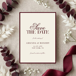 Reserva La Fecha Elegant Burgundy Old Money Wedding