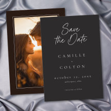 Elegant Charcoal Black Minimalist Wedding Photo