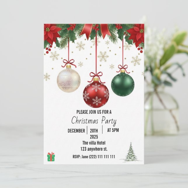 Reserva La Fecha Elegant Christmas  Holiday Party Invitation  (Anverso de pie)