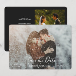 Reserva La Fecha Elegant Classic Black and White Caligraphy Wedding