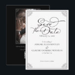 Reserva La Fecha Elegant Classic Black & White Calligraphy Wedding<br><div class="desc">Featuring elegant script calligraphy text and a modern serif font, this sophisticated black and white design is the perfect Save The Date card for your special day. Easily customize the text and colors to your match your event color aesthetic. Add your personal photo and qr code information also. Matching items...</div>
