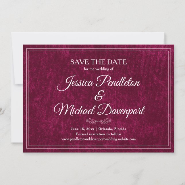 Reserva La Fecha Elegant Classic Burgundy Berry Wedding Save Date (Anverso)
