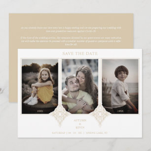 Reserva La Fecha Elegant Collage Lace Then & Now 3 Photos Wedding