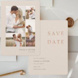 Reserva La Fecha Elegant Copper Desert Sand Photo Collage Wedding
