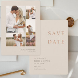 Reserva La Fecha Elegant Copper Desert Sand Photo Collage Wedding