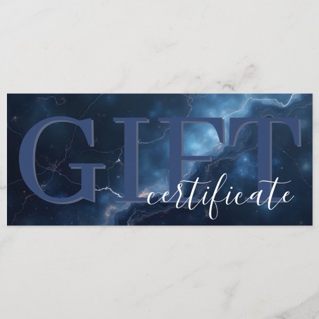 Reserva La Fecha Elegant Dark Blue Navy Marble Gift Certificate (Anverso)