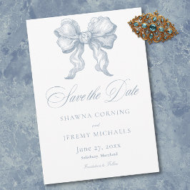 Reserva La Fecha Elegant Dusty Blue Toile French Manor Wedding