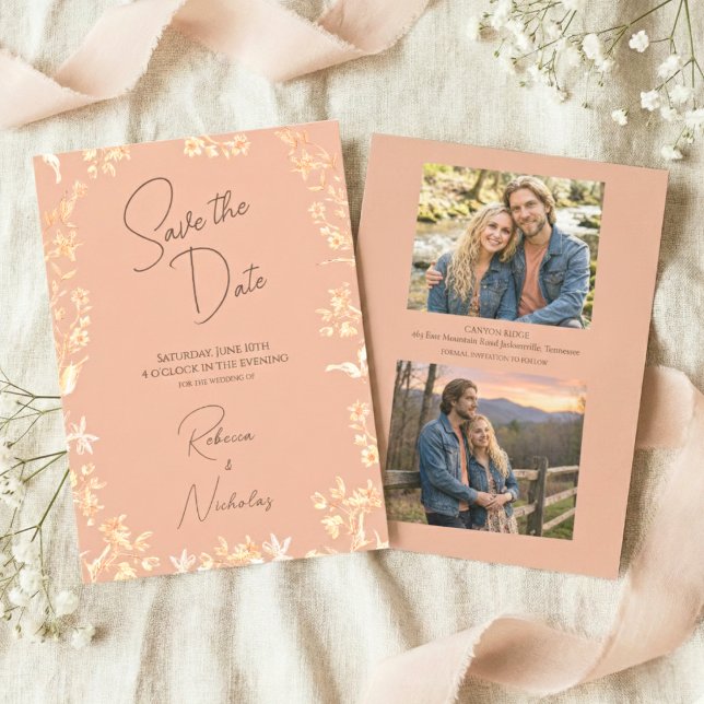 Reserva La Fecha Elegant Dusty Terracotta Copper Wildflower 2 Photo (Subido por el creador)