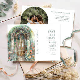 Reserva La Fecha Elegant Earthy Botanical Garden Photo Wedding