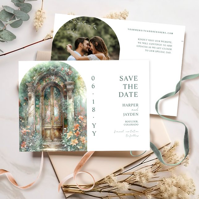 Reserva La Fecha Elegant Earthy Botanical Garden Photo Wedding (Subido por el creador)