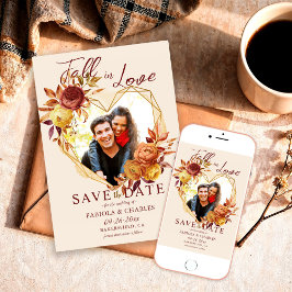 Reserva La Fecha Elegant Floral Boho Fall in Love Photo Wedding