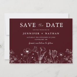 Reserva La Fecha Elegant Floral Burgundy Save the Date Card 