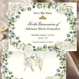 Reserva La Fecha Elegant Floral Quinceanera Save The Date Card