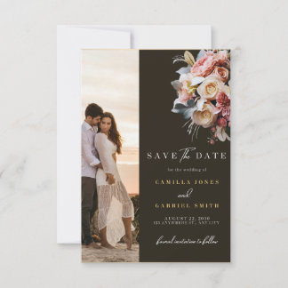 Reserva La Fecha Elegant Floral Save the Date Modern Wedding Card