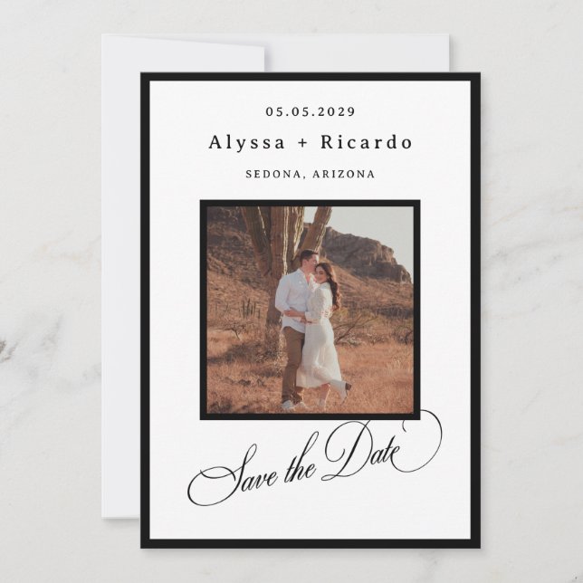 Reserva La Fecha Elegant Frame & Classic Calligraphy Script Wedding (Anverso)