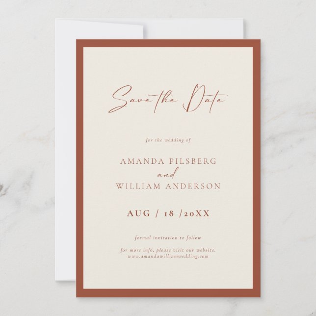 Reserva La Fecha Elegant Frame Modern Save The Date Card (Anverso)